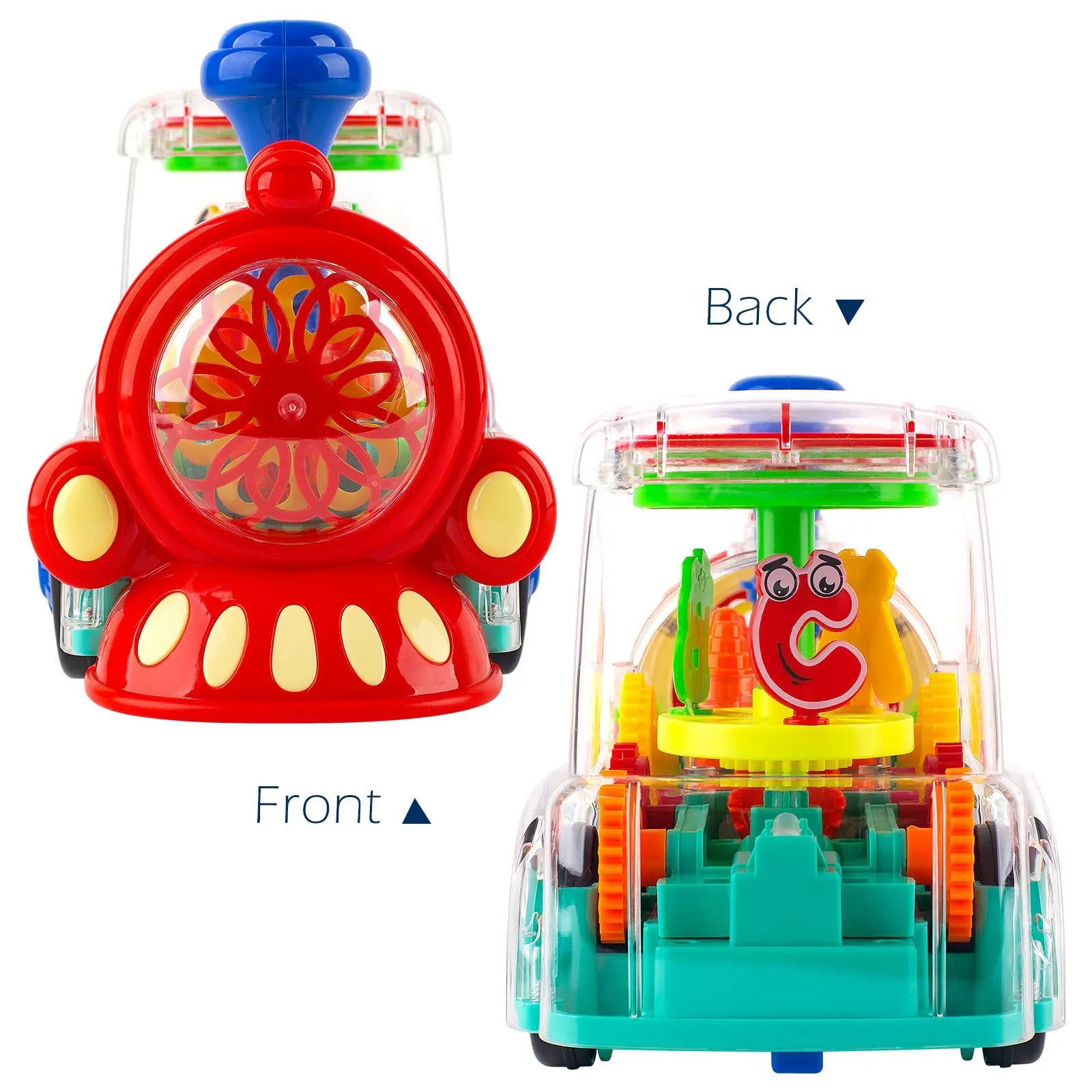 HKM-816339 Transparent Electric Gear Train Toy for Kids, Ages 0-7, Plastic, Educational Plaything