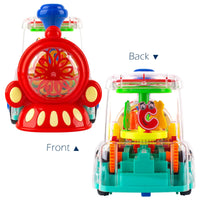 HKM-816339 Transparent Electric Gear Train Toy for Kids, Ages 0-7, Plastic, Educational Plaything