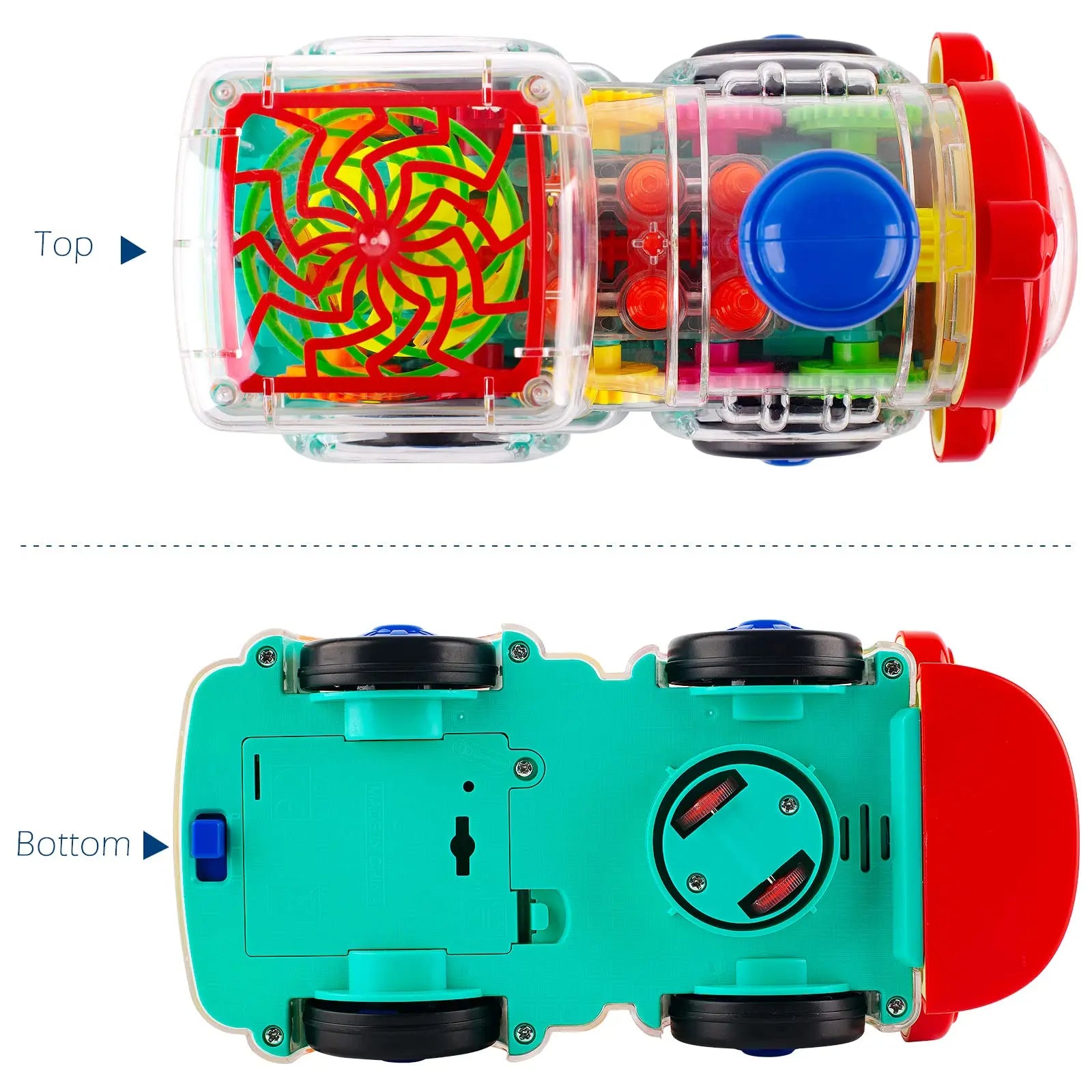 HKM-816339 Transparent Electric Gear Train Toy for Kids, Ages 0-7, Plastic, Educational Plaything