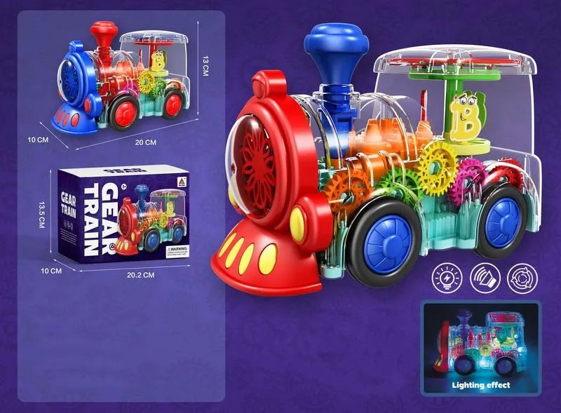 HKM-816339 Transparent Electric Gear Train Toy for Kids, Ages 0-7, Plastic, Educational Plaything