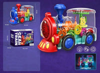 HKM-816339 Transparent Electric Gear Train Toy for Kids, Ages 0-7, Plastic, Educational Plaything