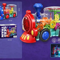 HKM-816339 Transparent Electric Gear Train Toy for Kids, Ages 0-7, Plastic, Educational Plaything