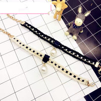 HKM-816403 Simple and Cute Little Fragrant Pearl Single Rope Dog Rabbit Rabbit Necklace