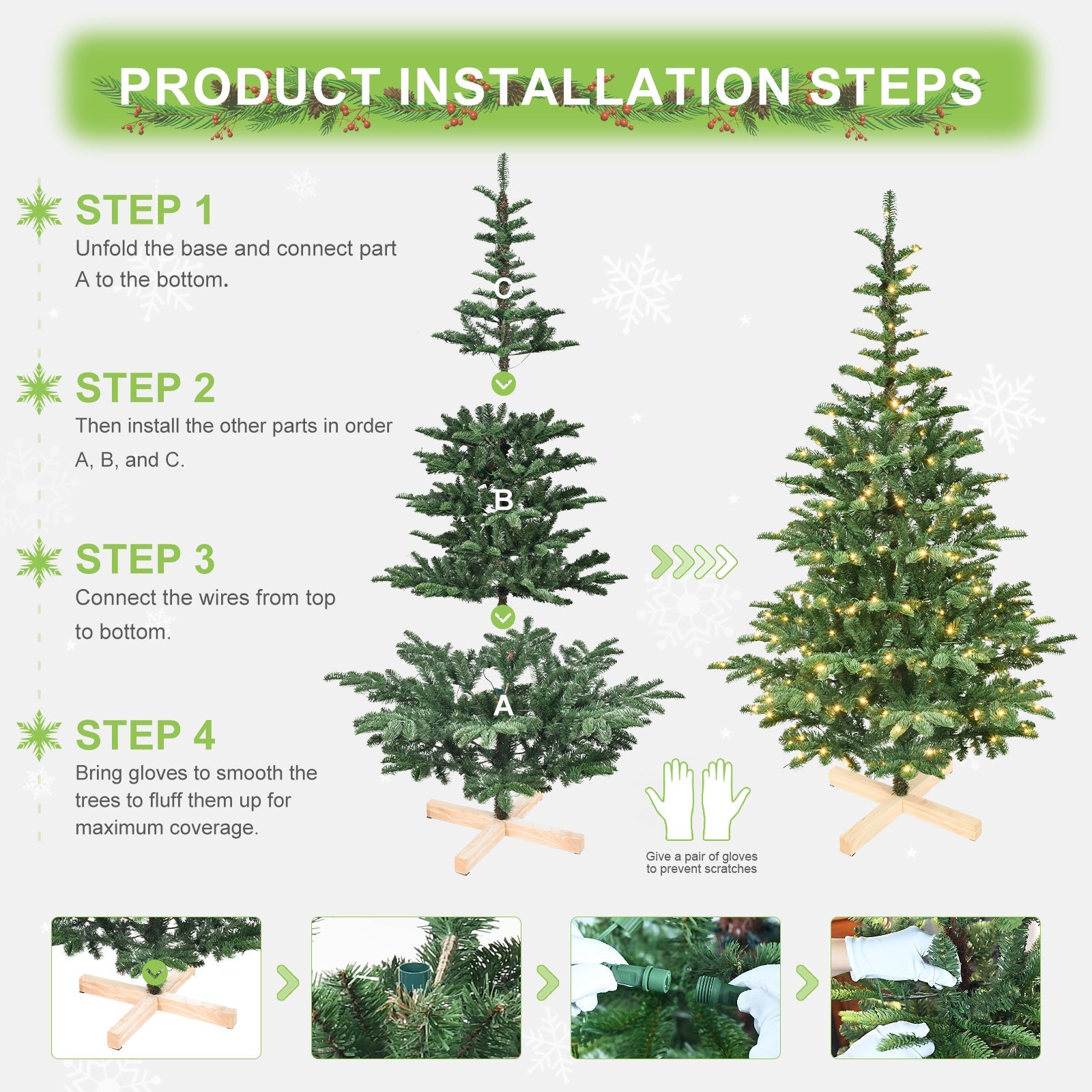 HKM-816467 PE and PVC Mixed Christmas Tree – Available in 5ft, 6ft, 7ft, and 8ft Sizes for Holiday Decor
