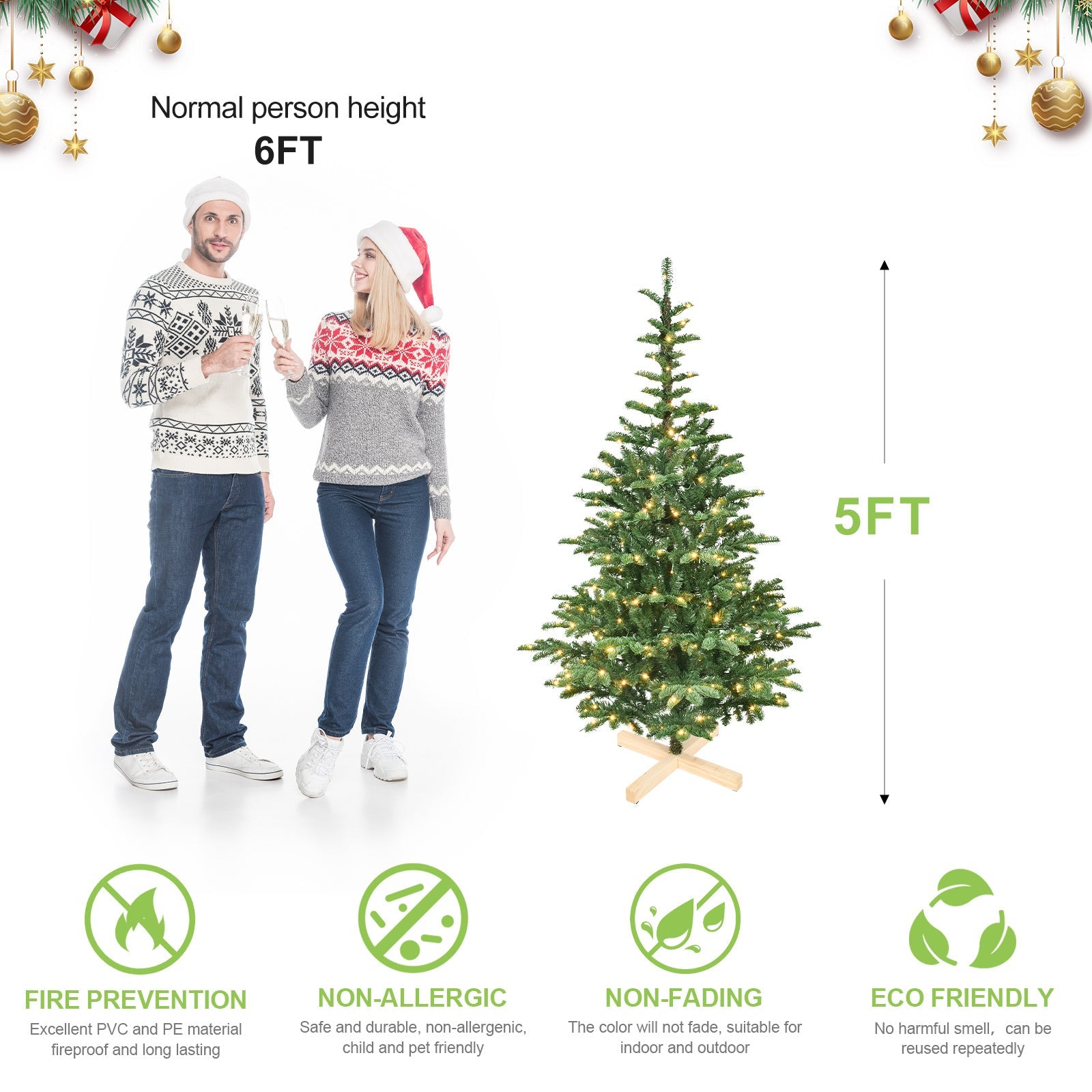 HKM-816467 PE and PVC Mixed Christmas Tree – Available in 5ft, 6ft, 7ft, and 8ft Sizes for Holiday Decor