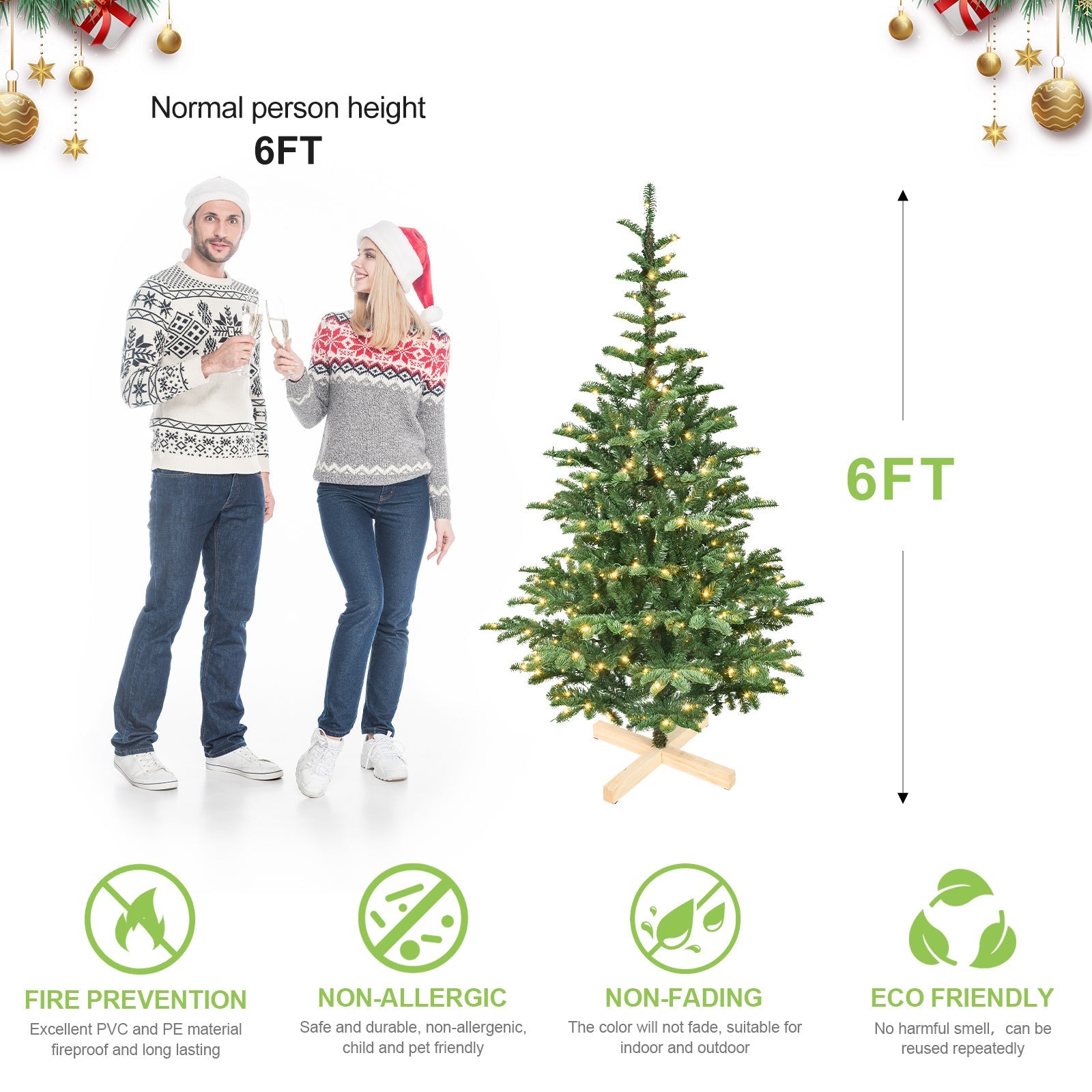HKM-816467 PE and PVC Mixed Christmas Tree – Available in 5ft, 6ft, 7ft, and 8ft Sizes for Holiday Decor