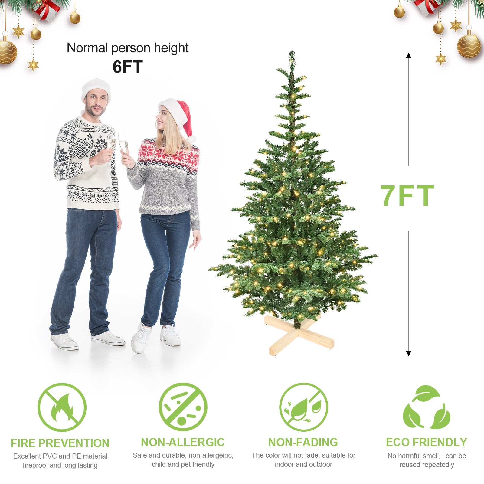HKM-816467 PE and PVC Mixed Christmas Tree – Available in 5ft, 6ft, 7ft, and 8ft Sizes for Holiday Decor