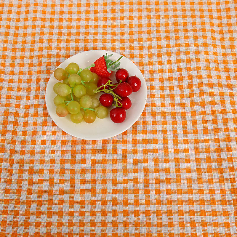 HKM-816531 Cotton Hemp Check Print Stall Tablecloth and Mat - Digital Printing, 150cm Width