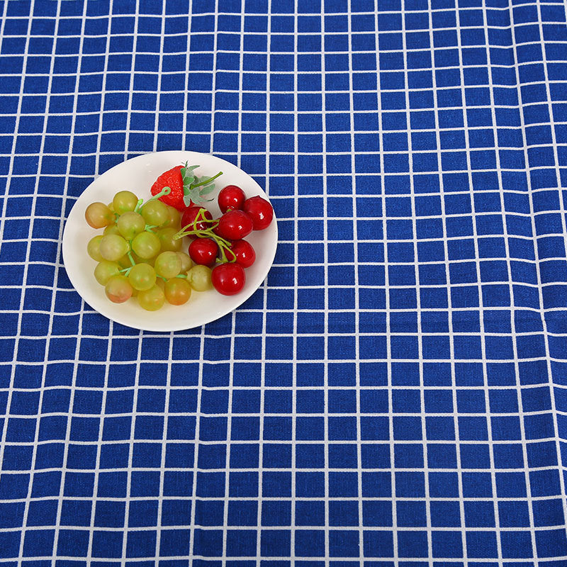 HKM-816531 Cotton Hemp Check Print Stall Tablecloth and Mat - Digital Printing, 150cm Width