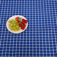 HKM-816531 Cotton Hemp Check Print Stall Tablecloth and Mat - Digital Printing, 150cm Width