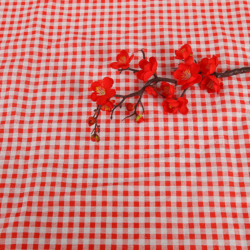 HKM-816531 Cotton Hemp Check Print Stall Tablecloth and Mat - Digital Printing, 150cm Width