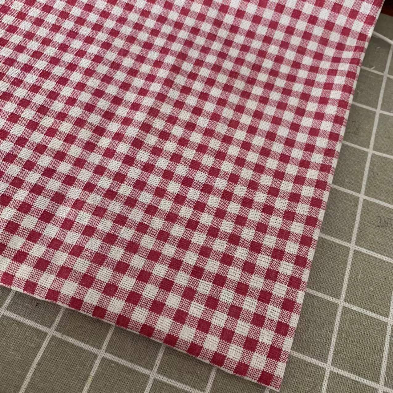 HKM-816531 Cotton Hemp Check Print Stall Tablecloth and Mat - Digital Printing, 150cm Width