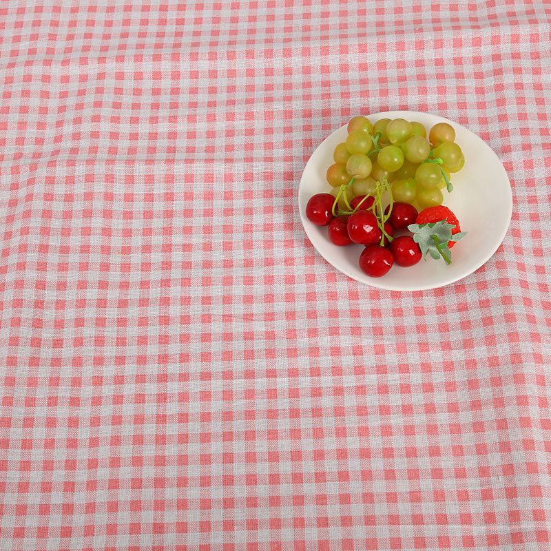 HKM-816531 Cotton Hemp Check Print Stall Tablecloth and Mat - Digital Printing, 150cm Width