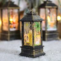 HKM-816659 Christmas Themed Storm Lantern Night Lamp - PVC Decoration with Snowman, Elk, Angel, and Jesus Designs