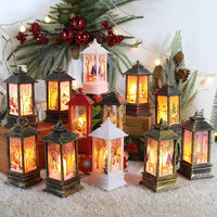 HKM-816659 Christmas Themed Storm Lantern Night Lamp - PVC Decoration with Snowman, Elk, Angel, and Jesus Designs