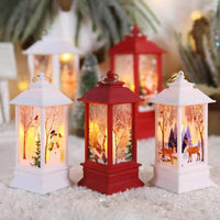 HKM-816659 Christmas Themed Storm Lantern Night Lamp - PVC Decoration with Snowman, Elk, Angel, and Jesus Designs
