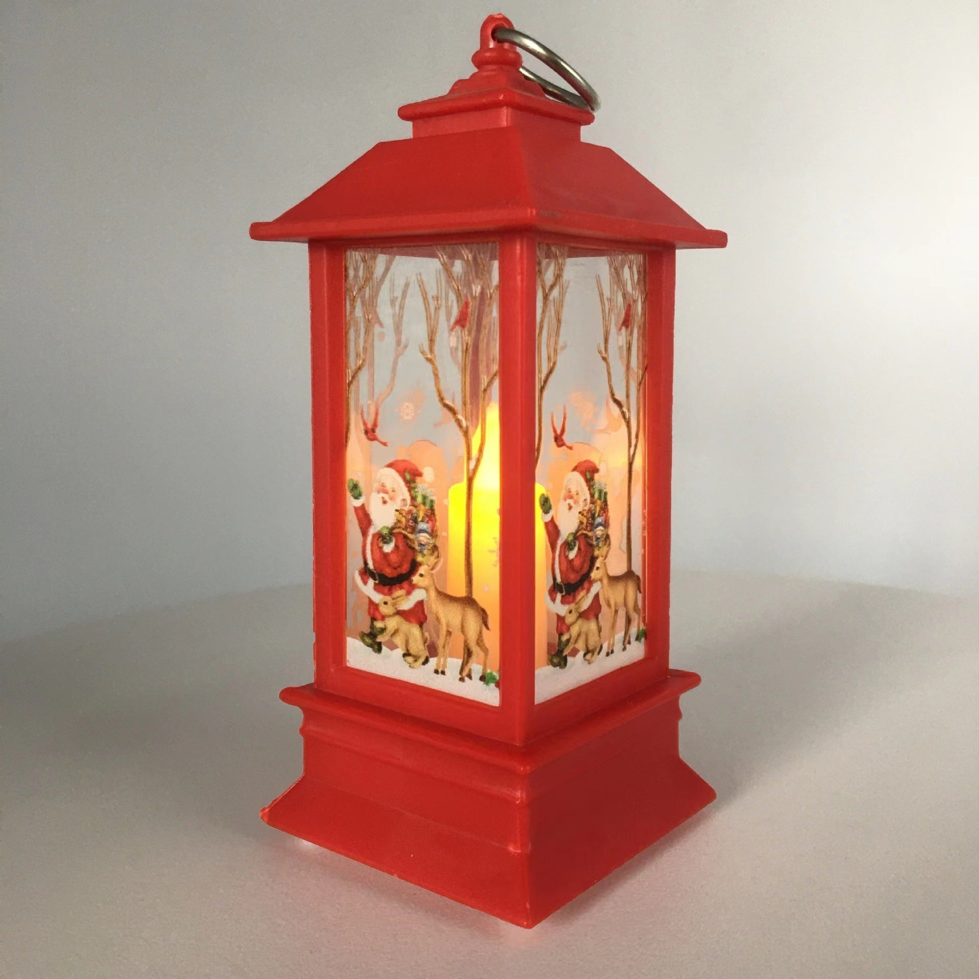 HKM-816659 Christmas Themed Storm Lantern Night Lamp - PVC Decoration with Snowman, Elk, Angel, and Jesus Designs