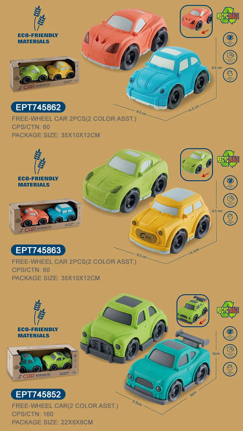 HKM-816659 Wheat Straw Bioplastic Free Wheel Truck Carrier Toy for Kids 0-14+ Years