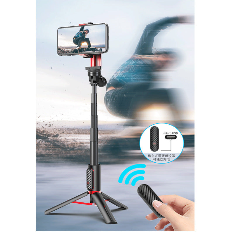 HKM-816915 All-in-One Selfie Stick Tripod Stabilizer Compatible with iPhone Models - Lightweight Aluminum Alloy, Adjustable Length 210mm to 900mm