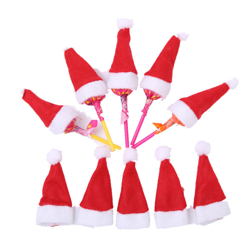 HKM-816979 Mini Christmas Hat Non-woven Fabric Decoration, Small 4x7cm Lollipop Cap