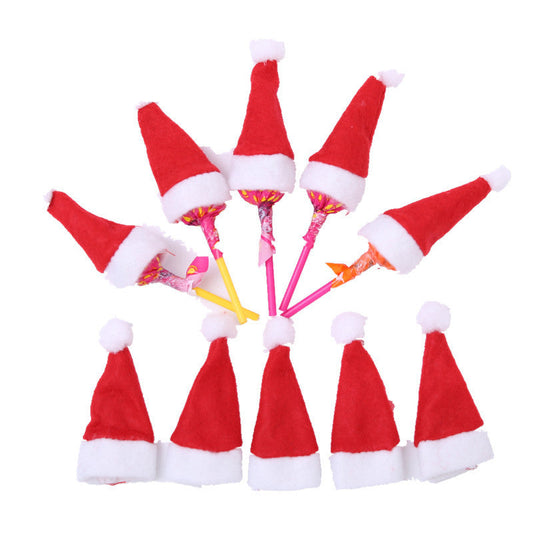 HKM-816979 Mini Christmas Hat Non-woven Fabric Decoration, Small 4x7cm Lollipop Cap