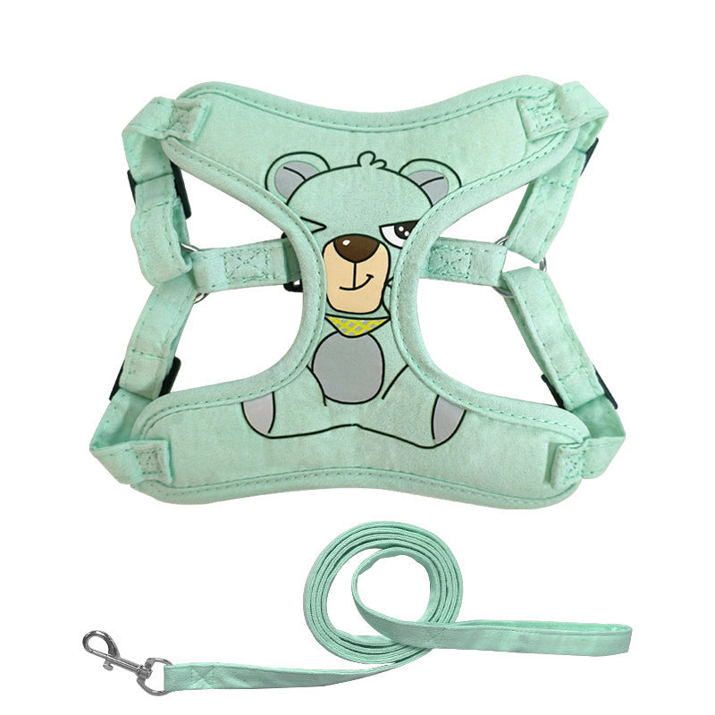 HKM-817043 Adjustable Dog Traction Rope with Chest Strap in Lavender, Mint Green, and Peach Powder