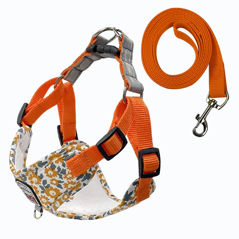 HKM-817043 Adjustable Dog Traction Rope with Chest Strap in Lavender, Mint Green, and Peach Powder