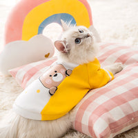 HKM-817107 Cute Blue Cat Sweater for Dogs and Cats - Anti-Hair Autumn & Winter Outfit with Bear Pattern
