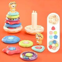 HKM-817427 Soft Silicone Stacking Tumbler Toy for Toddlers - Educational Rattle Ring Tower, Ages 18 Months+
