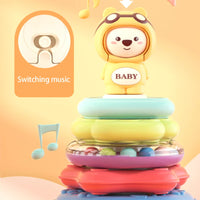 HKM-817427 Soft Silicone Stacking Tumbler Toy for Toddlers - Educational Rattle Ring Tower, Ages 18 Months+