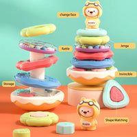 HKM-817427 Soft Silicone Stacking Tumbler Toy for Toddlers - Educational Rattle Ring Tower, Ages 18 Months+
