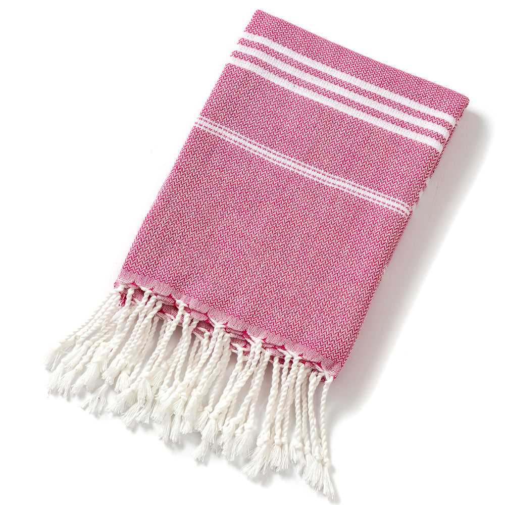 KTX-817427 Tassel Design Polyester Cotton Swimming Towel in Various Colors