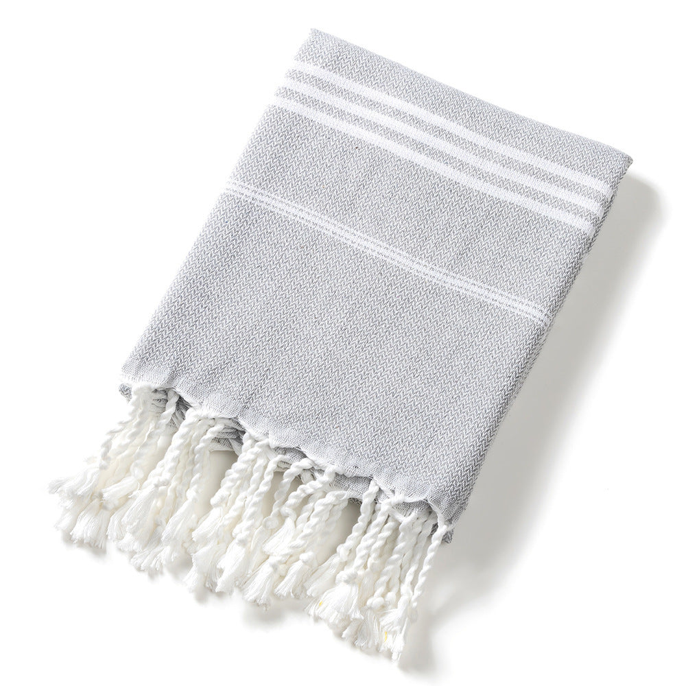 KTX-817427 Tassel Design Polyester Cotton Swimming Towel in Various Colors