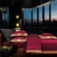 HKM-817619 Luxury Light Wine Red Cotton Bedding Set - Nordic Design, Reactive Dyeing, 1.5 Bed Size
