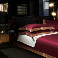 HKM-817619 Luxury Light Wine Red Cotton Bedding Set - Nordic Design, Reactive Dyeing, 1.5 Bed Size