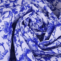 HKM-817683 Beige Base Polyester Printed Fabric with Large Flower and Rattan Leaf Design, 150cm Width, 1x1.5M Length
