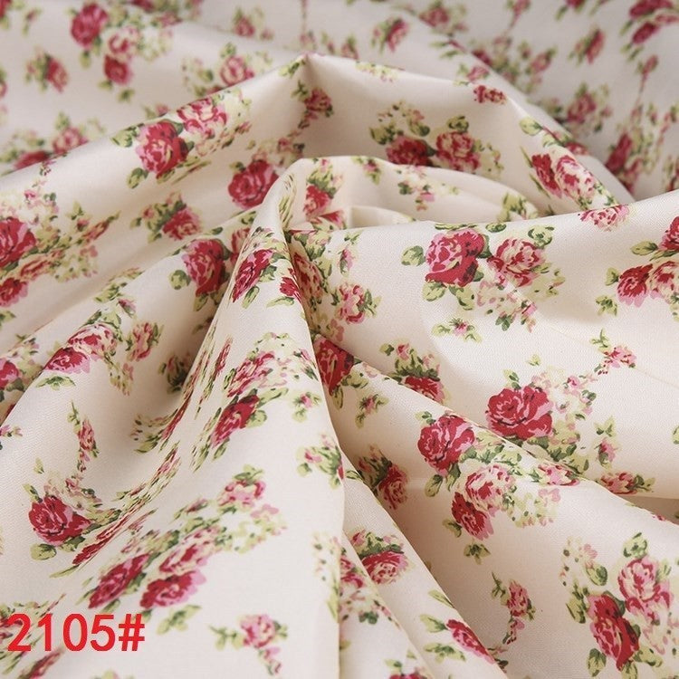 HKM-817683 Beige Base Polyester Printed Fabric with Large Flower and Rattan Leaf Design, 150cm Width, 1x1.5M Length