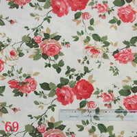 HKM-817683 Beige Base Polyester Printed Fabric with Large Flower and Rattan Leaf Design, 150cm Width, 1x1.5M Length