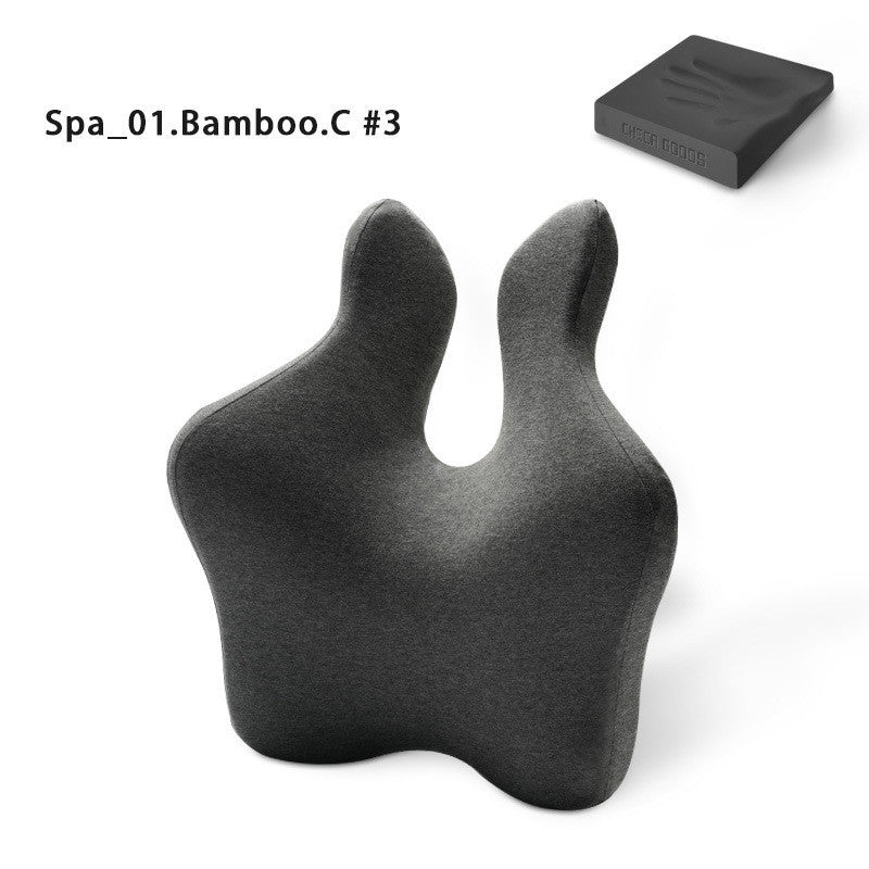 HKM-817683 Lumbar Support Cushion for Office and Car - Memory Foam with Cotton Cover, Solid Pattern, Various Colors