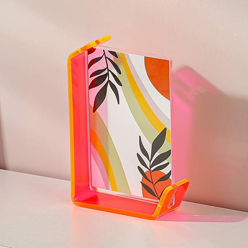 HKM-817939 Creative 4x6 Inch Colorful Acrylic Photo Frame Box with Gradient Design