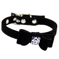 HKM-818003 Fashionable Flannelette Dog Collar with Bow Tie - Velvet Fabric, Red, Pink, Purple, Sizes S & M