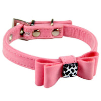HKM-818003 Fashionable Flannelette Dog Collar with Bow Tie - Velvet Fabric, Red, Pink, Purple, Sizes S & M