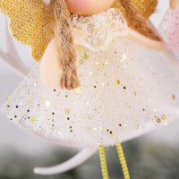 HKM-818131 Christmas Sequined Veil Angel Pendant with Bell for Festive Decor and Gifting