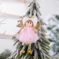 HKM-818131 Christmas Sequined Veil Angel Pendant with Bell for Festive Decor and Gifting