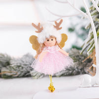 HKM-818131 Christmas Sequined Veil Angel Pendant with Bell for Festive Decor and Gifting