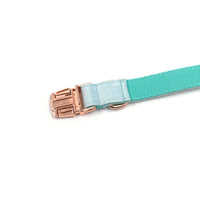HKM-818195 Sapphire Velvet Pet Collar with Rose Gold Accents – Durable Cloth, Multiple Sizes Available