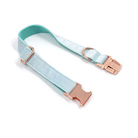 HKM-818195 Sapphire Velvet Pet Collar with Rose Gold Accents – Durable Cloth, Multiple Sizes Available