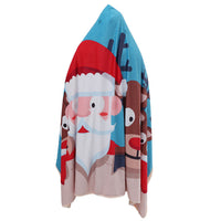 HKM-818323 3D Christmas Digital Printed Plush Blanket with Hat - Soft White Shu Cotton Velvet and Arctic Velvet