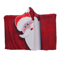 HKM-818323 3D Christmas Digital Printed Plush Blanket with Hat - Soft White Shu Cotton Velvet and Arctic Velvet