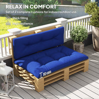 HKM-818387 Navy Blue 2-Seater Outdoor Replacement Cushions Set - Tufted Design for Garden and Patio
